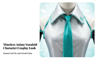 Virtual Singer Uniform Vivid Teal highlights Multi-Piece Anime Suit Characterprecise Design Cosplay Costume for Women, Teens, Theme Parties, Carnival