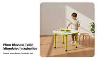 Flower Shaped Kids Table Rounded Edges Adjustable Height Play Table Anti-Skid Feet Kids Drawing Desk for Preschoolers, Young Children