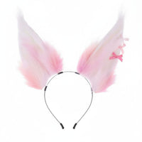 Gradient Color Faux Hair Canine Ears Headband Handmade Cosplay Canine Headpiece Performance Prop Costume Accessory Lifelike for Cosplayers, Performers, Anime Convention