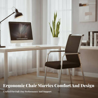 Ergonomic Sled Base Chair Comfortable Design Sled Base Armchair Sturdy Upholstery Office Furniture Space-Saving for Students, Employees, Patients, Reception Area, Study Room