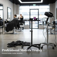 Height Adjustable Trolley with Dye Bowls Mobile Design Rolling Hair Tool Organizer Multiple Storage Compartments Hairdressing Vehicle for Colorists, Barbers, Beauticians, Barbershop, Beauty Studio, Spa