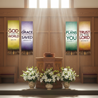 4 Pieces Banner Set Easy to Install Easter Banner Set Inspirational Wall Decor for Christians, Pastors, Home, Porch, Hanging Backdrop Signs for Spring Easter