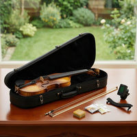 Beginner Acoustic Violin Solid Wood Violin Starter Kit Glossy Fiddle All in One for Adults, Music Lessons, Performances