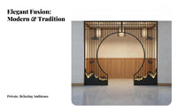 Moon Gate Privacy Screen Stable and Sturdy Chinese Partition Screen Divider Rust-Resistant Wrought Iron Booth Partition for Tea House Owners