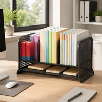 Metal Desk Organizer, 3 Compartments, Office Accessory for Home Office, Rectangular Document Holder, File Organizer for Students