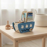 5 in 1 Educational Pirate Ship Toy Hand-Eye Coordination Educational Busy Board Wooden for Toddlers