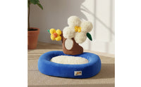 Potted Tree Cat Bed Woven Cat Furniture with Bed Decorative Flowers Animal Furniture
