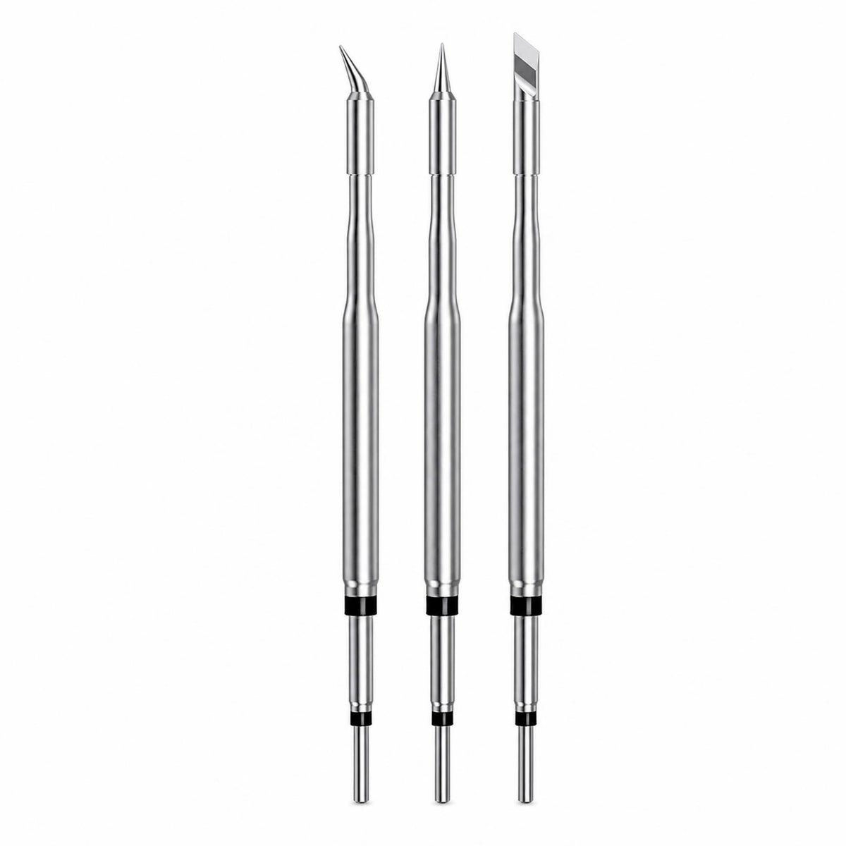 3 Pieces Metal Soldering Iron Tips Silver Finish Replacement Soldering Tips Slender Cylindrical Shaft Tip Set Precision Work