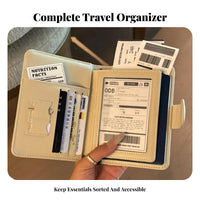 Leather Travel Document Cover Multiple Card Slots Leather Travel Document Organizer Minimalist Design Multi-Compartment Travel Document Holder