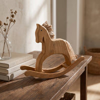 Wooden Rocking Horse Rustic Rocking Horse Figurine Handcrafted Tabletop Decor for Shelf, Entryway