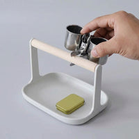 Parrot Perch Wooden Lumber Feathered Stand with Tray Base and Cup Holder, Small Bird Stand for Parrot Training