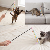 Interactive Retractable Cat Wand Toy with Bell and Tassel