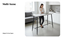 High-Top Table with Stools Light Luxury Design Bar Furniture Sturdy Metal Frame Integrated Footrests for Adults, duos
