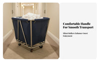 Hotel Housekeeping Trolley Large Capacity Stainless Steel Linen Cart Quiet Casters Heavy Duty Laundry Trolley for Janitors, Hotels, Guesthouses