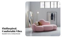 Cute Aesthetic rosy puffy Settee scuffResistant Loveseat space-saving Size Small Couch Soft Texture for Cat Owners, Apartment Dwellers, Young Adults, Living Room, Bedroom, Clothing Bimmediatelyique, Reception Area