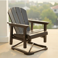 Swivel Lounge Chair Wood-Grain Patio Chair with Swivel Base Supportive Furniture for Balcony, Poolside