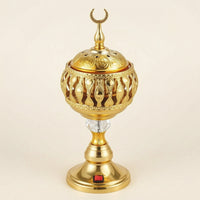 Electric Incense Burner Gold-Tone Metal Incense Burner Decorative Censer Ornate Tabletop Censer Electric for Prayer Room, Study