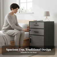 Modern Design 3-Tier Bedside Cabinet Space-Saving Multi-Tier Side Table Rounded Corners Nightstand long-lasting Construction for Apartment Dwellers, Students, Homeowners, Bedroom, Small Spaces, Dorm Room, Office