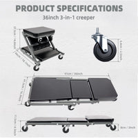 Shengjie 36-inch Foldable 3-in-1 Adjustable Z-Shape Auto Repair Creeper Stool