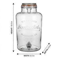 Glass Beverage Dispenser with Stainless Steel Tap and Wood Stand, Nordic Design Glass Beverage Server with Handle for Cold Refreshment Party Events