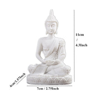 Seated Buddha Figurine Zen Seated Buddha Statue with Headdress Meditation Feng Shui for Shelf, Desk