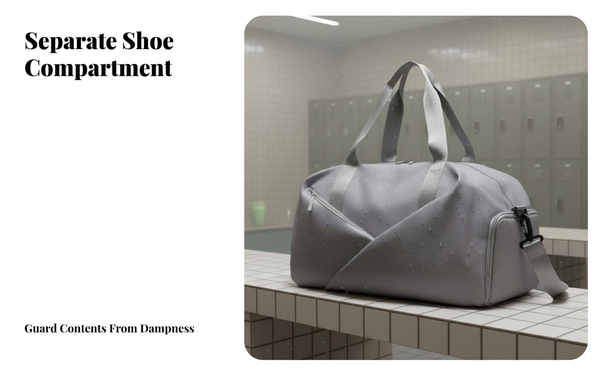 Shoe Compartment Gym Bag Water Gym Bag with Shoe Compartment Multifunctional for Swimmers, Journeyers, Swimming, Weekend Trips, Airport