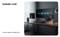 Heavy Duty Steel Construction Desktop Speaker Stand Anti-Slip Studio Monitor Stand Vibration Damping Metal Speaker Holder Stable Design for Audiophiles, Music Producers, Gamers, Home Theater, Gaming Setup