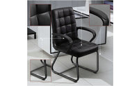 High Back Sled Base Chair Comfortable Tufted Office Chair Sturdy Furniture Low-Maintenance for Students, Study Corner