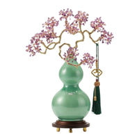 Decorative Gourd Ornament with Tassel Glossy Crystal Flower Vase Ornament for Entryway
