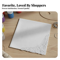 White Cotton Hankie Paintable Soft Lace Corner for Embroidery Projects