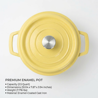 Enameled Cast Iron Dutch Oven, Heavy-Duty Cast Iron Round Pot, Ovenproof Enameled Cast Iron Dutch Oven, Enamelled Cast Iron Round Casserole Pot