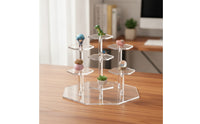 Tiered Hexagonal Display Riser Clear Stepped Display Stand Decorative Showcase Stand Elegant for Collectors, Hobbyists, Retail Counters, Shelves, Desks
