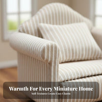 3 Pieces Classic Design 1:12 Scale Sofa Set Textile Upholstery 3 Piece Dollhouse Furniture Realistic Look Beige Dollhouse Loveseat and Armchairs Fine Workmanship for Collectors, Hobbyists, Dioramas, Model Making
