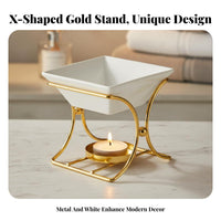 Tealight Oil Burner Decorative Essential Oil Burner Candle Dispenser Easy to Clean Ceramic Scented Liquefy Warmer for Spa