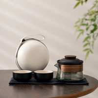 Portable Travel Tea Set for Tea Lovers, Borosilicate Glass Teapot with 2 Cups, Compact Tea Set for On-the-Go, Office & Camping