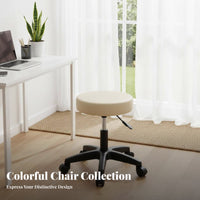 Stable Round Base Adjustable Swivel Stool Built-in Footrest Adjustable Padded Stool Certified Gas Lift Counter Chair Modern Design for Beauticians, Shopkeepers, Homeowners, Beauty Salon, Workshop, Kitchen, Dining Room