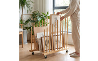 Wooden Painting Board Rack with Wheels Slotted Art Storage Rack with Wheels Space-Saving Portable for Painters