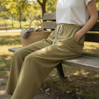 ZARZ Women's Linen Blend Elastic Waist Casual Pants