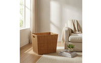 Wicker Storage Basket with Handles Woven Rectangular Storage Basket Textured Container for Bedroom