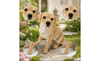 Lifelike Sitting Dog Figurine Realistic Sitting Dog Statue Hand-Painted Sculpture Weather-Resistant for Gardeners, Garden, Home Decor, Patio, Flower Bed
