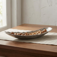 Hammered Aluminum Tray Easy to Store Boat-Shaped Tray Gift Idea Home Decorative Piece