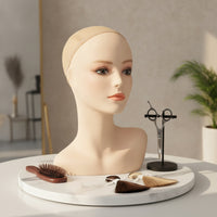 Mannequin Bust with Shoulders Realistic Mannequin Head with Shoulder Skinhead Form Bust with Shoulders for Cosmetologists, Jewelers, Retail Stores