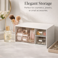 Desk Storage Organizer with Drawers, Clear Desktop for Office Supplies Stationery, Small Drawer Unit with Stickers