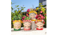 Sculpted Girl Bust Planter Decorative Planter with Pearl Necklace Whimsical Female Face Flowerpot Cute for Plant Lovers, Gardeners, Desk, Living Room, Bedroom, Balcony