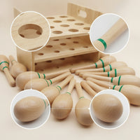 12 Pieces Percussion Shaker with Box Wood Wooden Shaker Hand-Held Instrument for Music Teachers