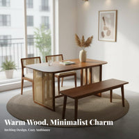 Rustic Simplicity Dining Furniture Rounded Corners Dining Set with Bench Minimalist Design for Small Apartment Dwellers, Homeowners, Family Gatherings