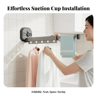 Drill-without Installation Wall Mounted Drying Rack Space Saving Wall Mounted Clothes Drying Rack Indoor & Outdoor Use Accordion Clothes Dryer Rust-Resistant for Apartment Dwellers, Homeowners, Balcony, Dorm Room, Bedroom, Bathroom