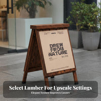 Carbonized Solid Wood Wooden V-Shaped Sign Weather Resistant Folding V-Shaped Sign Foldable Design Floor Standing Poster Display Heavy Duty for Shop Owners, Retailers, Event Planners, Outdoor, Storefront, Exhibition, Restaurant