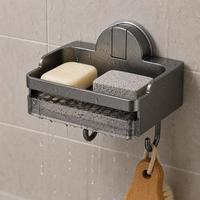 Suction Cup Soap Dish Wall Mounted Drain Rack for Bathroom Shower