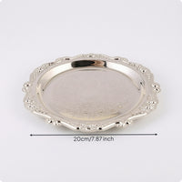 Ornate Tray with Scalloped Rim Embossed Trinket Dish Decorative Jewelry Tray Reflective for Vanity
